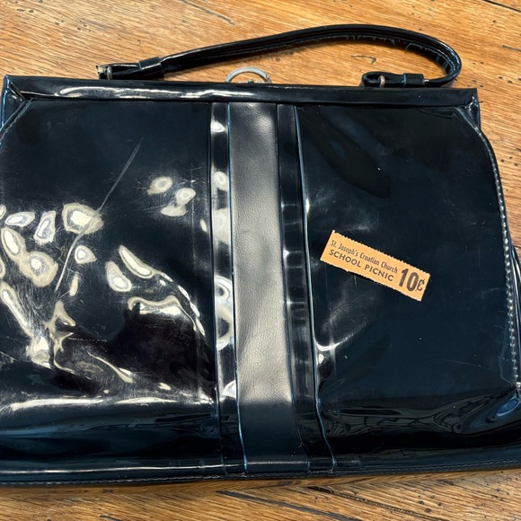 VTG- MCM Art Deco Black Patent Leather Structured Briefcase Handbag - Picture 6 of 6